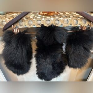 Luxurious Black Fur head wrap and cuffs
